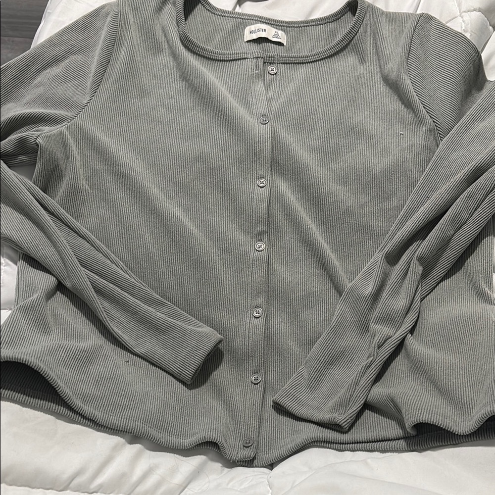 Hollister Gray Button-Up Cardigan